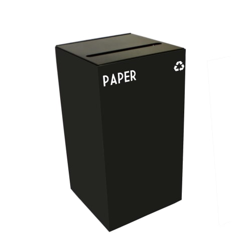 Witt Industries GeoCube 28 Gallon Recycling Receptacle, Paper and Recycle, Charcoal Black
